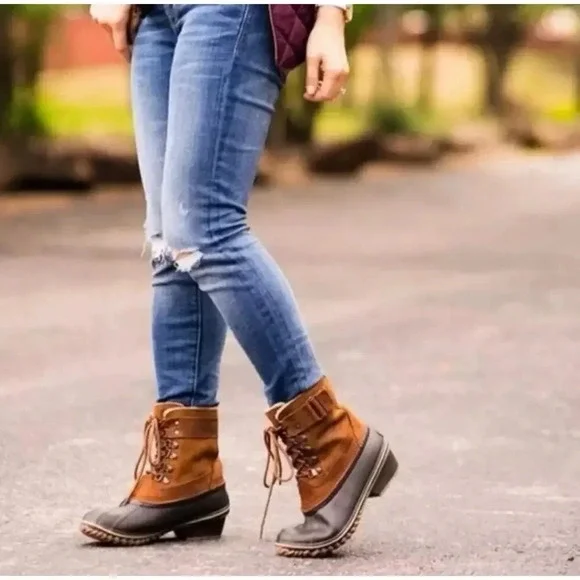 Sorel Women's Brown Leather Fancy Lace II Winter Snow Boots Size 10 Preppy Hike - Picture 3 of 15